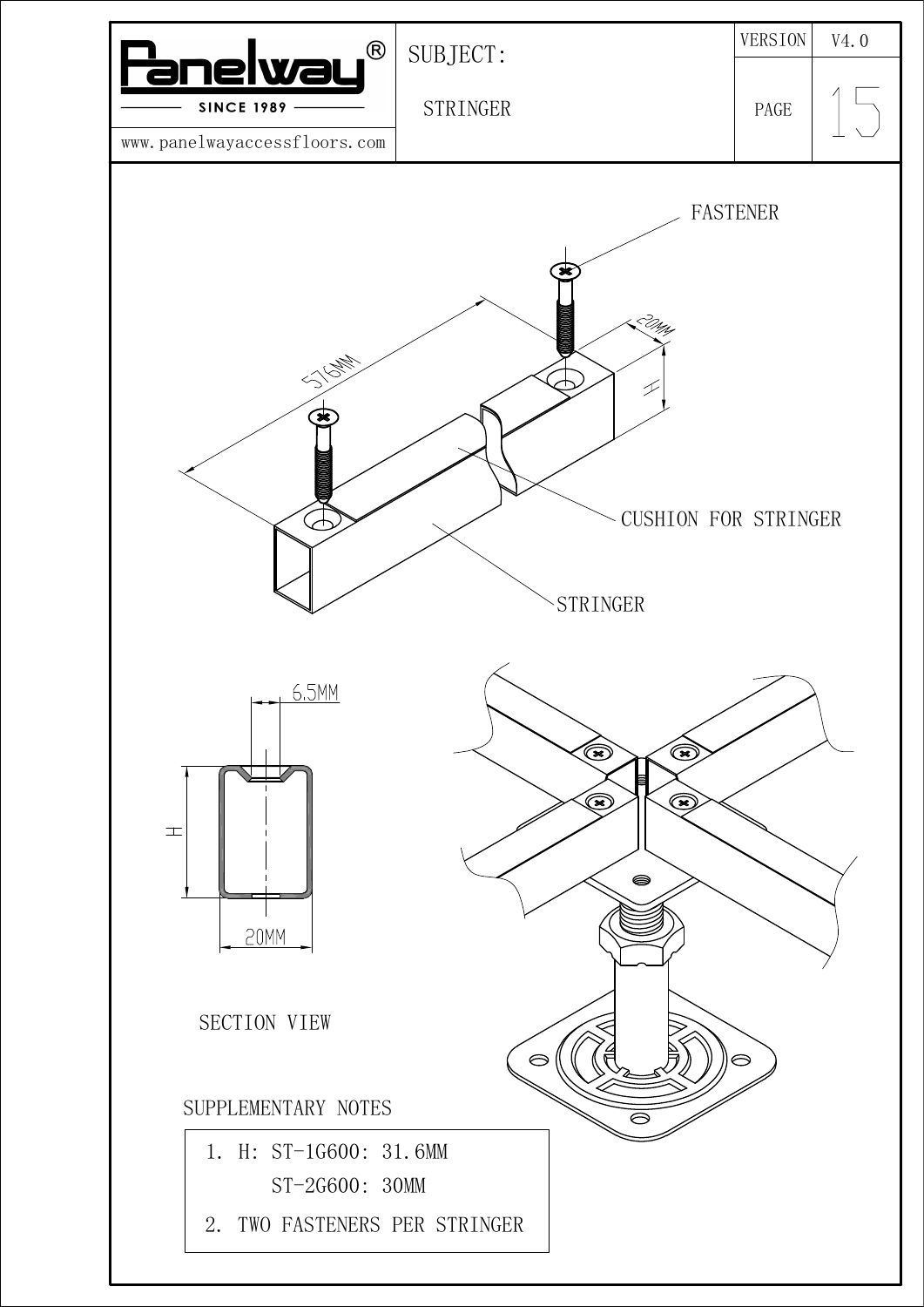 Stringer and flat-head connection — original CAD V4.0 page 15