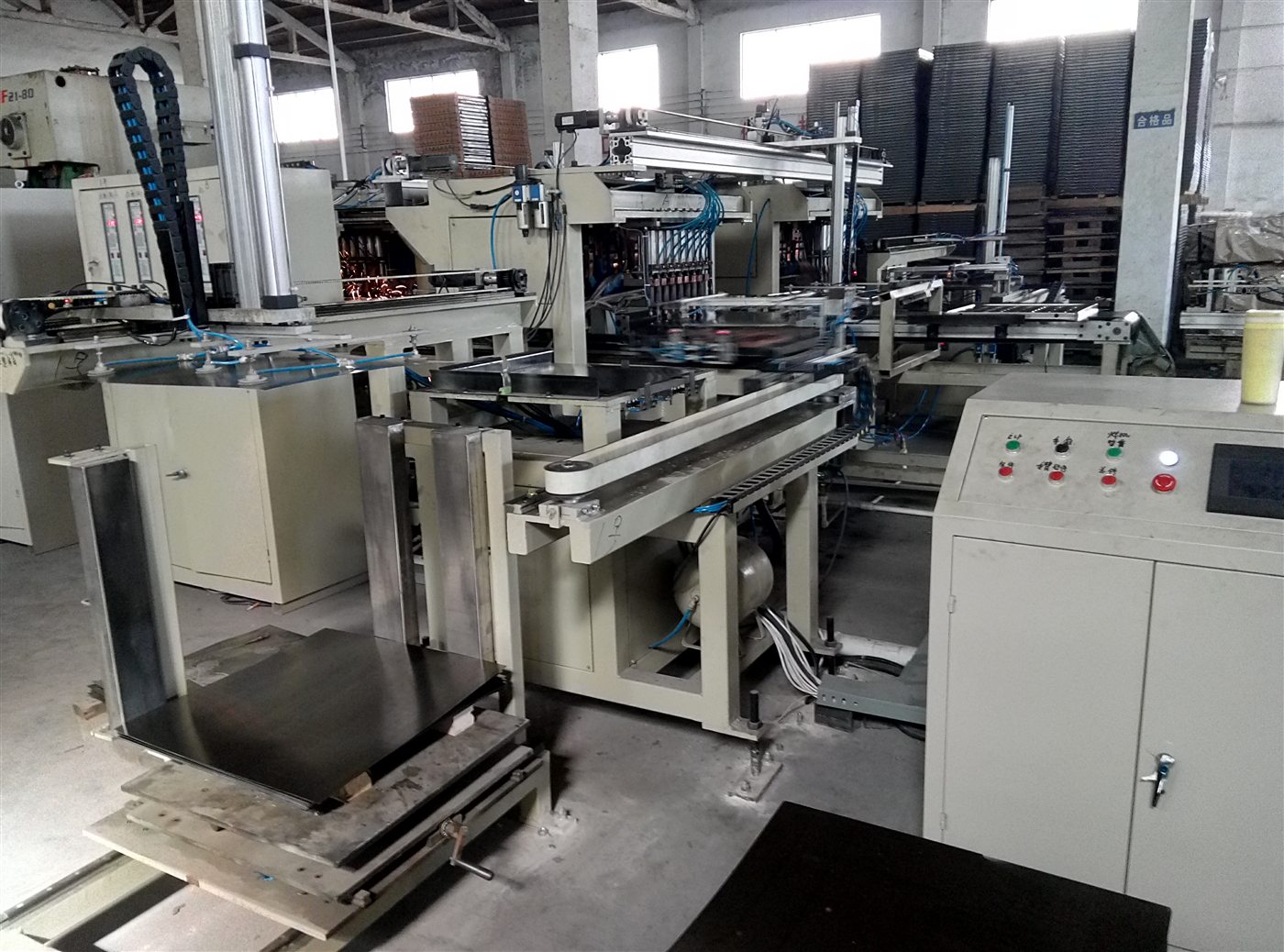 Steel panel production equipment at the Panelway manufacturing facility
